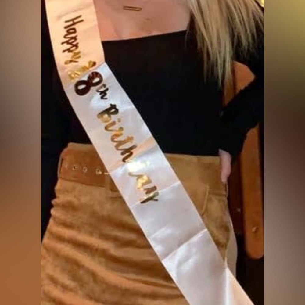18th Birthday Sash & Rose gold Rhinestone Tiara